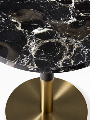 Black Marble Round Continental Bistro Table - Small