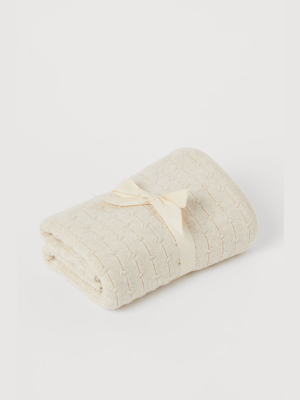 Pattern-knit Cotton Blanket