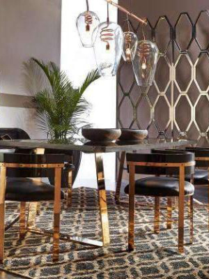 Kelly Hoppen Art Dining Chair - Black Leather/mirrored Brass