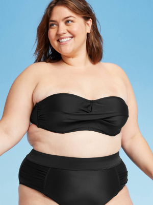 Women's Plus Size Underwire Bandeau Bikini Top - Kona Sol™ Black