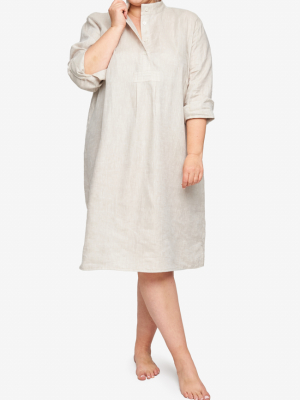 Long Sleep Shirt Sand Linen Plus