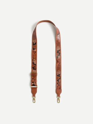 Snake-embossed Leather Bag Strap