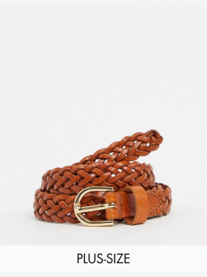 Accessorize Woven Belt In Tan