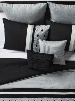 Gray & Black Fairmont Embroidered Comforter Set 8pc