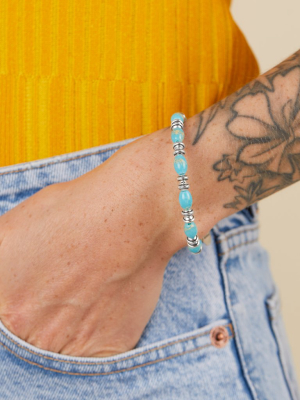 Watercolor Beaded Bangle, Blue