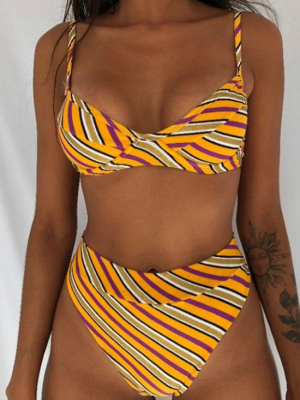 Boho Print High Waist Underwire Bikini Swimsuit - Two Piece Set