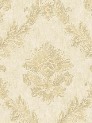 Acanthus Fan Wallpaper In Gold And Pearlescent Ivory By Antonina Vella For York Wallcoverings