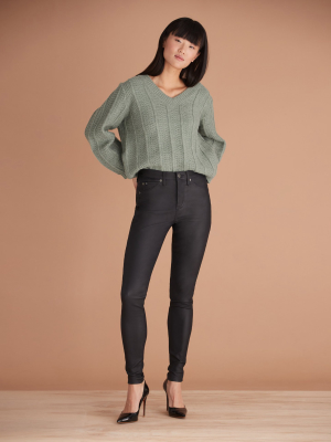 Classic Rise / Rachel Skinny / Coated Black Denim