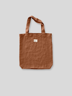 100% Linen Market Bag In Toffee