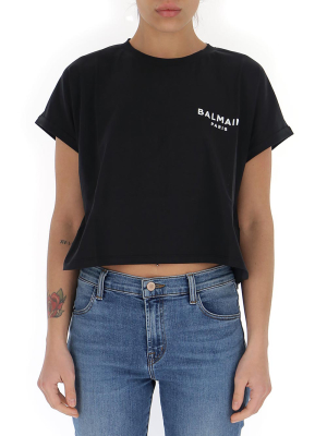 Balmain Logo Printed Cropped T-shirt