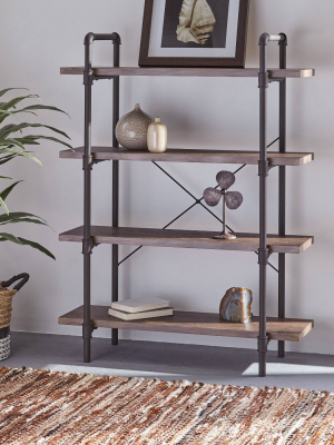 55.75" Oswald Industrial 4-tier Shelf Dark Brown - Christopher Knight Home