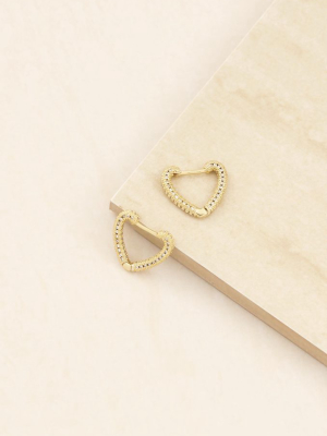 Mini Crystal Cluster Heart 18k Gold Plated Hoop Earrings