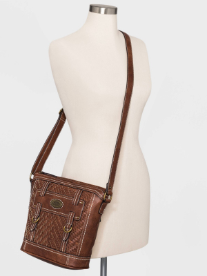 Bolo Zigzag Woven Crossbody Bag - Brown