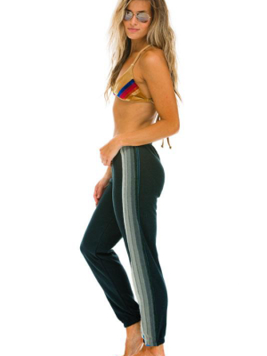 Women's 5 Stripe Sweatpants - Charcoal // Grey Stripes