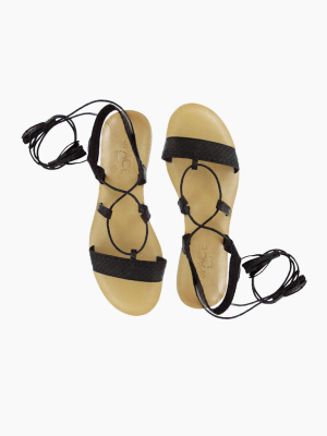 Tulum Wrap Around Tie Sandals - Black