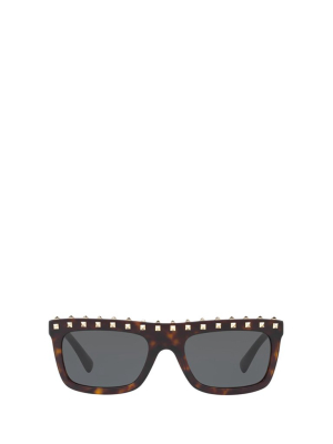 Valentino Eyewear Rockstud Rectangular Frame Sunglasses