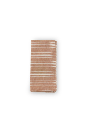 Cotton Linen Small Ticking Stripe Napkins In Coffee (set Of 4)