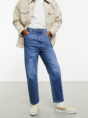 Asos Design 'responsible Edit' High Waist Jeans In Mid Wash Blue