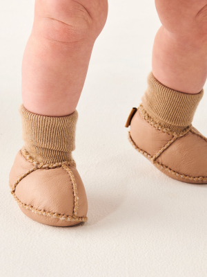 Natural Almond Baby Booties