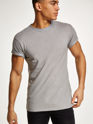 Gray Linen Look Muscle T-shirt