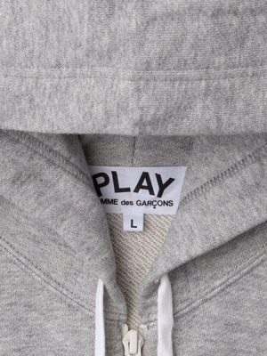 Comme Des Garcons Play Multi Heart Zip Hooded Sweatshirt - Grey