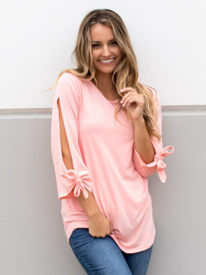 Tie Sleeve Tunic - Salmon