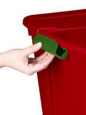 Sterilite 20gal Latching Tote Red With Green Latch