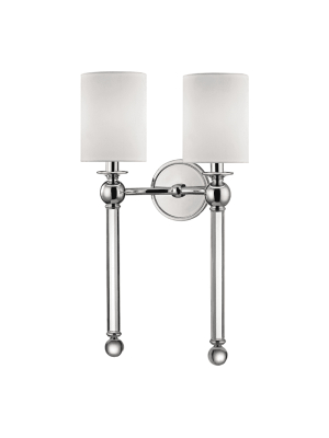 Gordon 2 Light Wall Sconce Polished Nickel