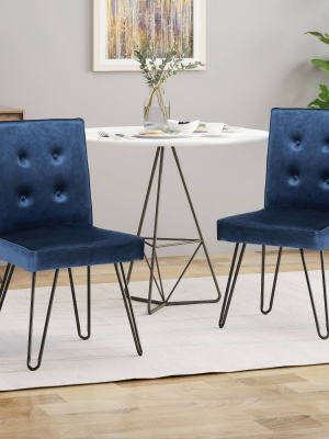 Set Of 2 Carlstad Glam Tufted Velvet Dining Chairs - Christopher Knight Home