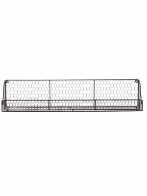 Lakeside Wall Shelf With Wire Mesh Walls For Kitchen, Bathroom, Garage Organization - 30"