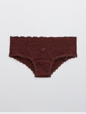 Aerie Sugar Cookie Lace Shine Cheeky Underwear