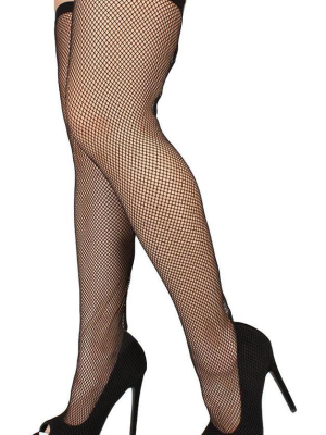 Oohlala Black  Toe Fishnet Overlay Thigh High Boot