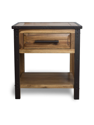 Luna Acacia Wood One Drawer End Table - Natural - Christopher Knight Home