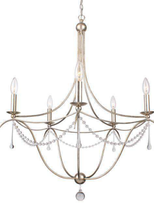 Metro 8 Light Crystal Beads Silver Chandelier