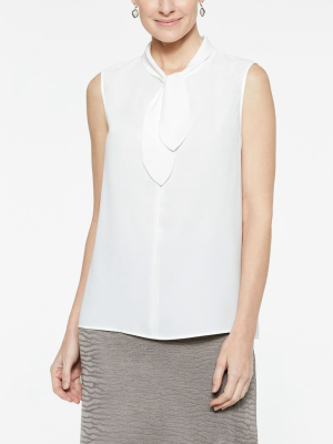 Loop And Tie Sleeveless Blouse, White