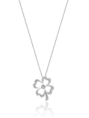 Effy 14k White Gold Diamond Clover Pendant, 0.23 Tcw