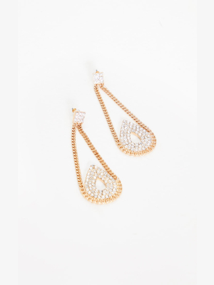 Gold Chain Diamante Teardrop Earrings