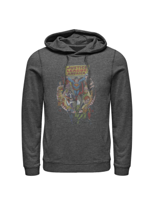 Men's Justice League Vintage Hero Collage Pull Over Hoodie