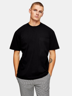 Black Woven Pocket T-shirt