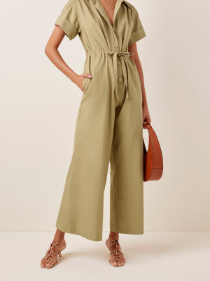 Simone Flared-leg Cotton Jumpsuit