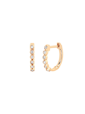 Diamond Bezel Huggies - Yellow Gold