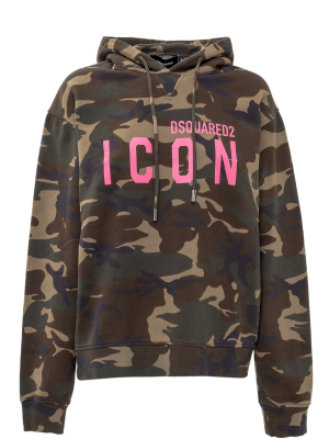 Dsquared2 Logo Print Camouflage Hoodie