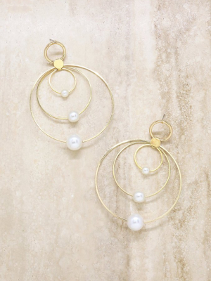 Statement Pearl & Multi Hoop 18k Gold Plated Earrings