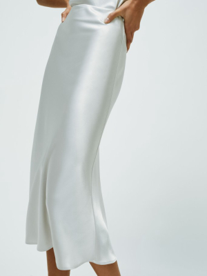 Satin Valletta Skirt - Platinum