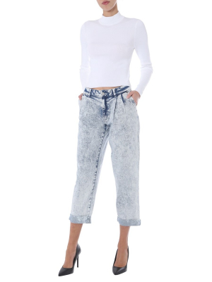 Michael Michael Kors Acid Washed Cropped Jeans