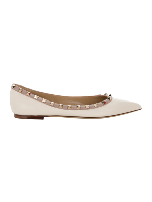 Valentino Garavani Rockstud Pointed Toe Flat Shoes