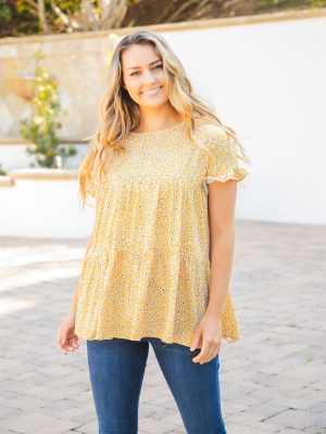 The Michelle Babydoll Top - Yellow