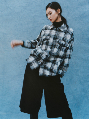 Textured Plaid Overshirt