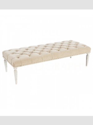 Rosebud Large Bench In Washed Textured Linen