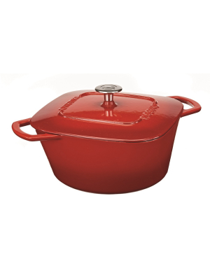 Paderno Chip Resistant Cast Iron Dutch Oven Pot And Lid With Stainless Steel Knob For Kitchen Cookware Stovetop Or Oven Cooking, 6.5 Quart (red)